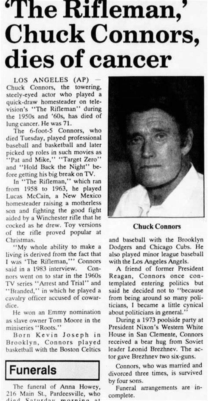chuck connors obit 1992