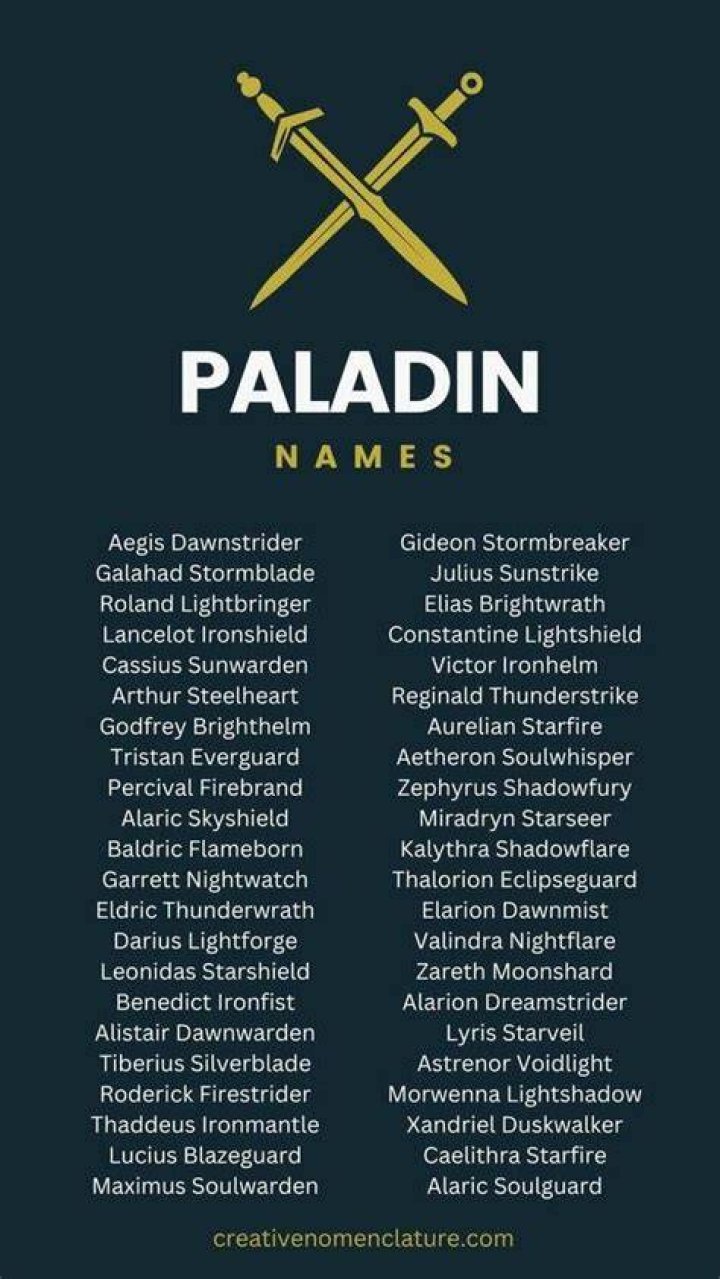 Paladin Names 480+ Cool Names For Paladin